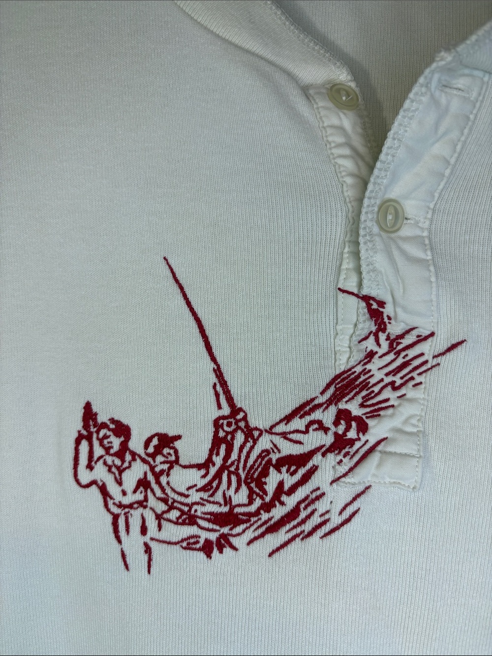 Polo Ralph Lauren Fish Embroidered Fisherman Fishing Henley Long Slevee Tee XL - Picture 3 of 9